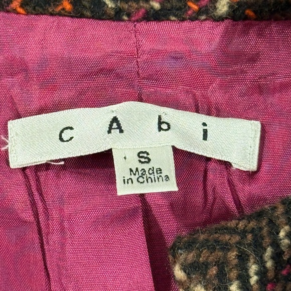 CAbi Wool Blend Tweed Plaid Lined Sleeveless Coat Vest Size Size Style #691 - Picture 10 of 11